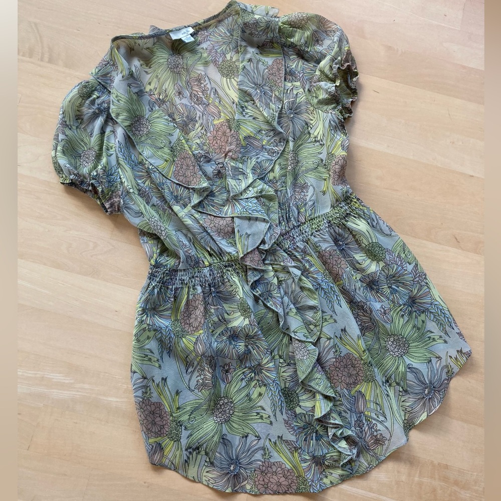 Odille by Anthropologie Bohemian Silk Top, Size 0